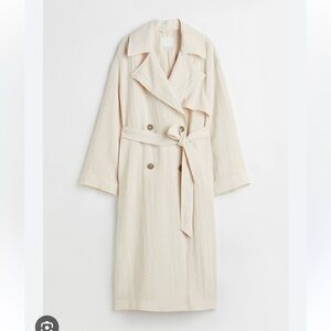 NWT H&M Cream Double-Breasted Trench Coat